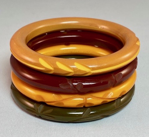 BB5 vine carved narrow tube bangles